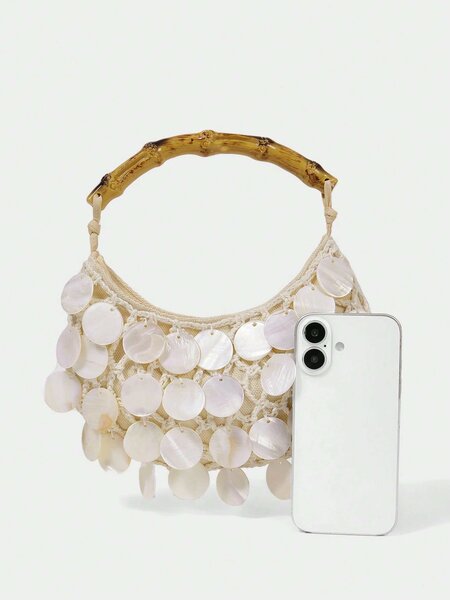 Shein - Shell Pieces Wooden Handbag