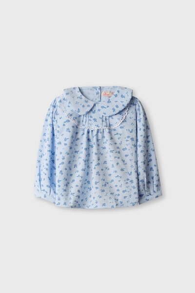 Cloud Blossom Pintuck Cotton Top