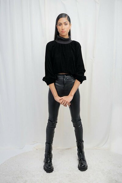 VYBE - x Munib Nawaz - Velvet Crop High-Neck- Black