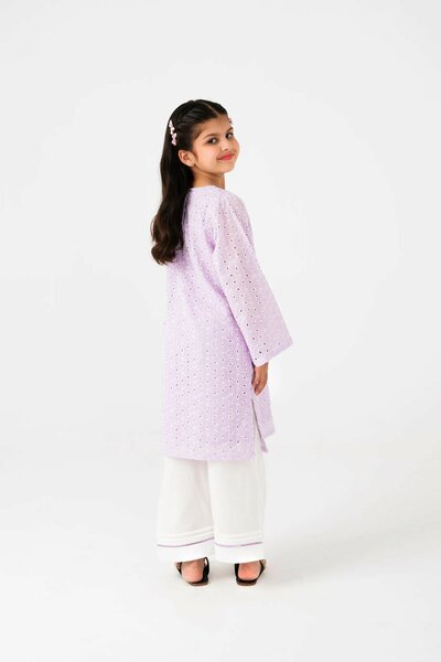Girls Lilac Chikankari Kurta Shalwar