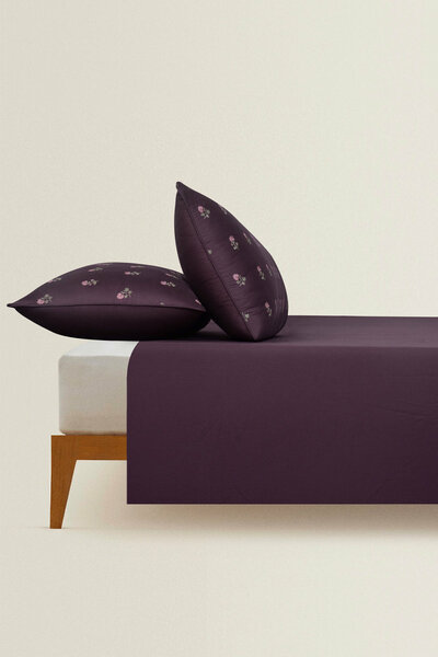 Plum Charm Embroidered Bed Sheet Set