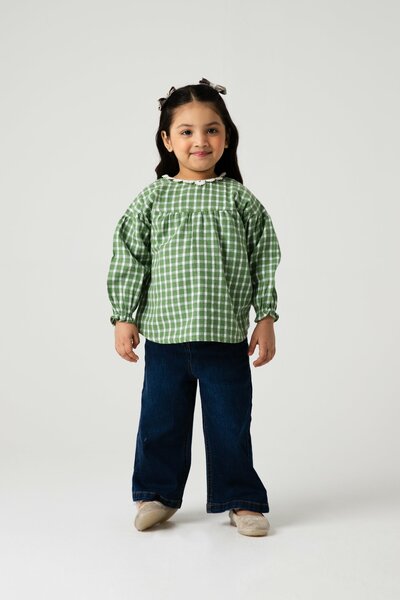 Evergreen Lace Check Flannel Top