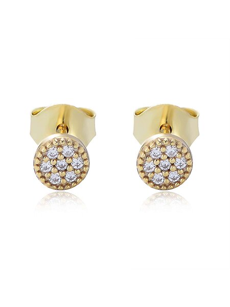 Shein - 1pair Fashionable Cubic Zirconia Round Decor Sterling Silver Stud Earrings For Women For Daily Decoration