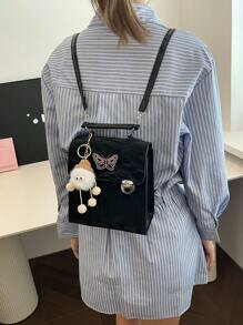 Shein - 1pc Simple Butterfly Decor Flip Backpack Shoulder Bag Multi-Function Crossbody Bag Suitable For Women Daily Use