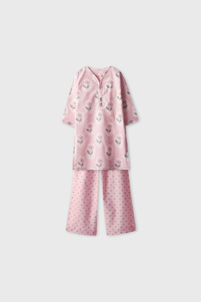 Floral Frams Printed Kurta Set - 2pc