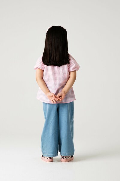 Pink Checkered Embroidered Top