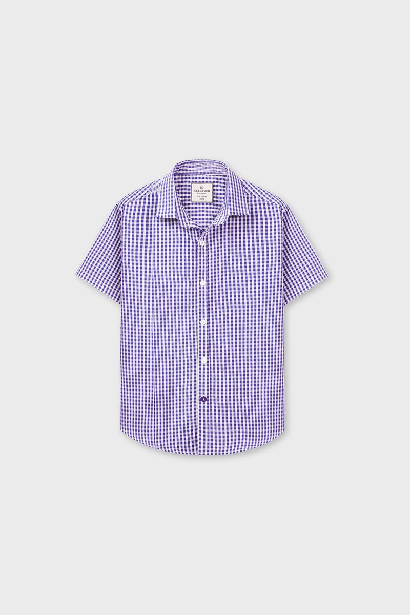 Boys Blue Checkered Cotton Shirt