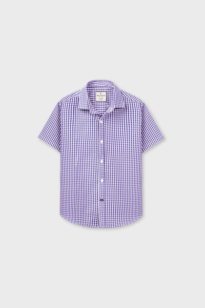 Boys Blue Checkered Cotton Shirt