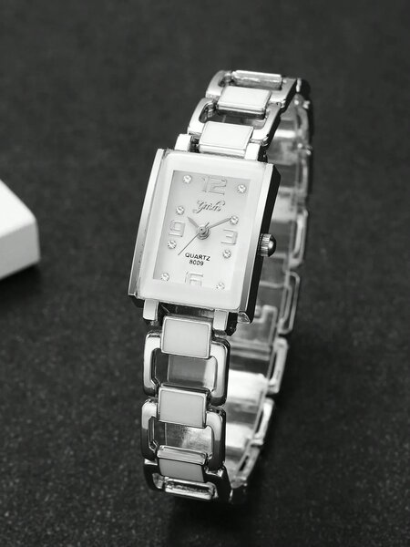 Shein - 1pc Women's Classic Fashion Square Dial Numeric Scale Quartz Wrist Watch
