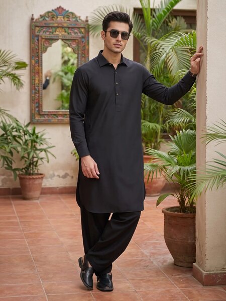 Black Designer Shalwar Kameez (SK-743)