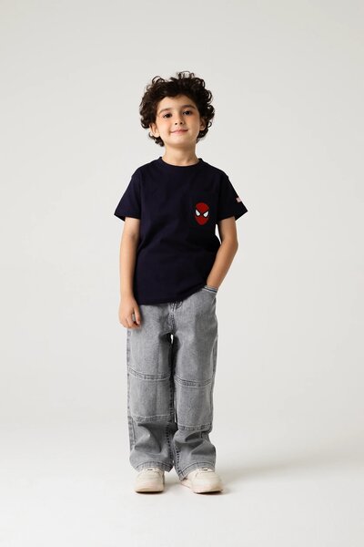 Boys Navy Spider Pocket Tee