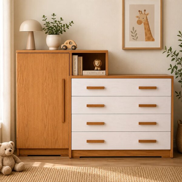 Rubic Chest of Drawers with Cabinet – Dual-Tone Storage Solution