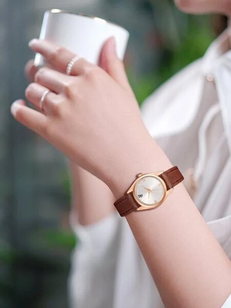 Shein - Quartz Watch With Rhinestone Detailing