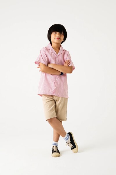 Boys Smart Red Checkered Shirt