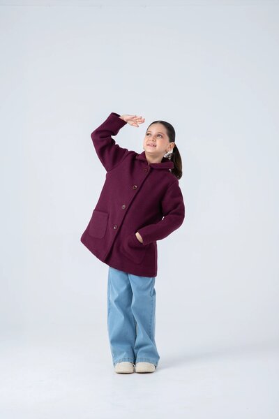 Girls' Maroon Felt Coat