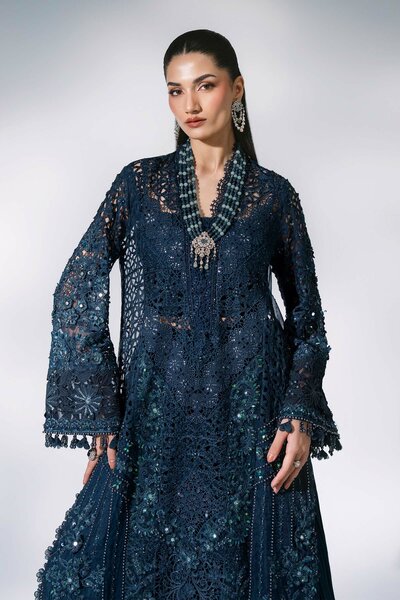 Mbroidered by Maria B Unstitched Embroidered Organza 3 Piece Suit MB26UMW D6 - Wedding Collection