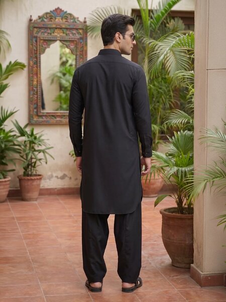Black Designer Shalwar Kameez (SK-749)