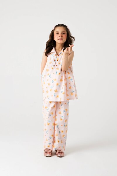 Girls Coral Whisper Cotton Co-ord Set