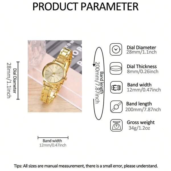 Shein - 1pc Roman Graduated Steel Strap Women's Watch - Gold