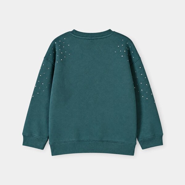 Girls Fleece Sweatshirt Sliver Studs-Teal