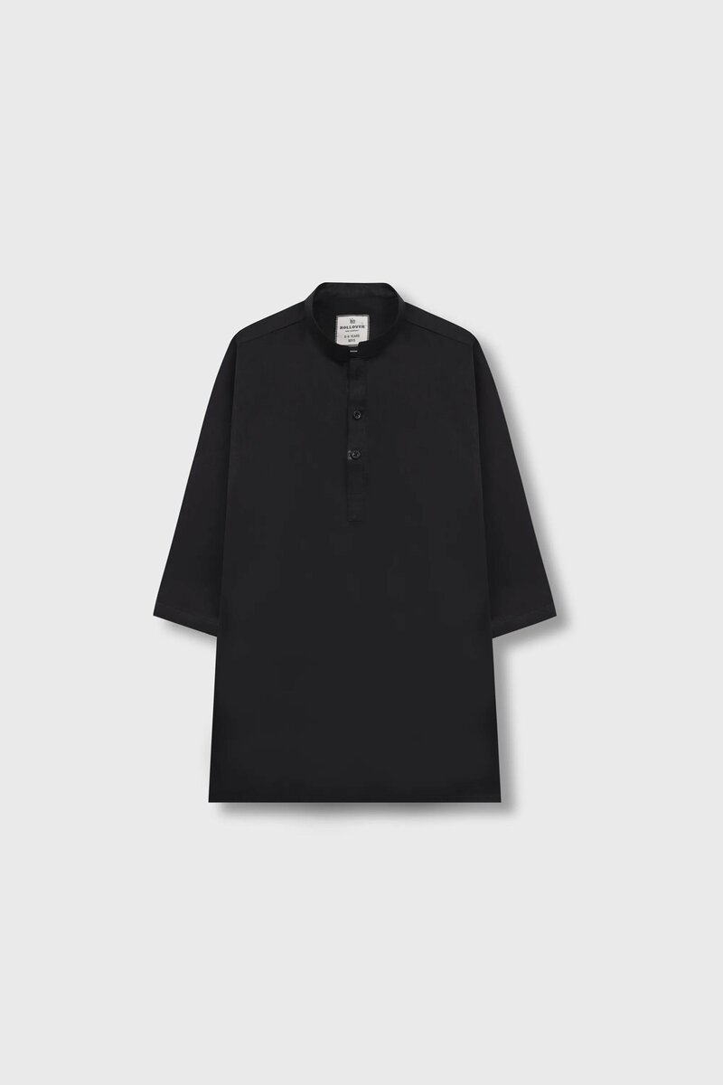 Boys Black Jacquard Cotton Kurta