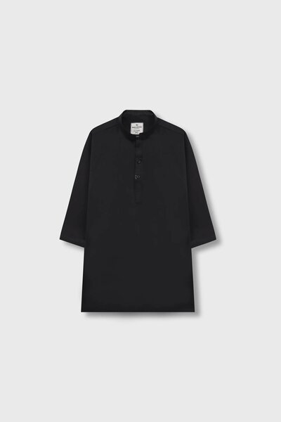 Boys Black Jacquard Cotton Kurta