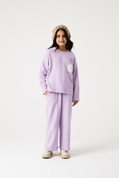 Girls Lilac Daisy Ottoman Co-ord Set