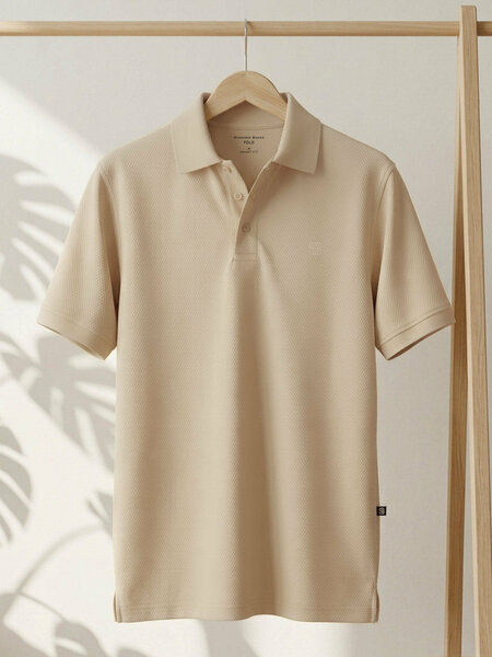 Oatmeal Textured Popcorn Polo T-Shirt (POLO-1241)