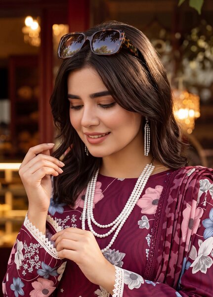 Coco by Al Zohaib RTW Printed Cambric 3 Piece Suit AZ26RCC D-01 - Casual Collection
