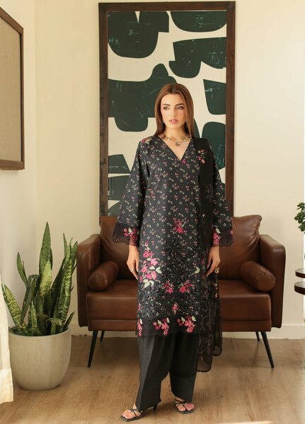 Sahl by Rashid Textiles Unstitched Embroidered Lawn Karandi 3 Piece Suit RT26USLK D-3917 - Casual Collection