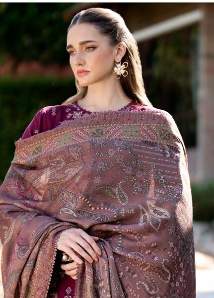 Serenity by Florent Unstitched Embroidered Dobby 3 Piece Suit FL26USF Rania - Festive Collection