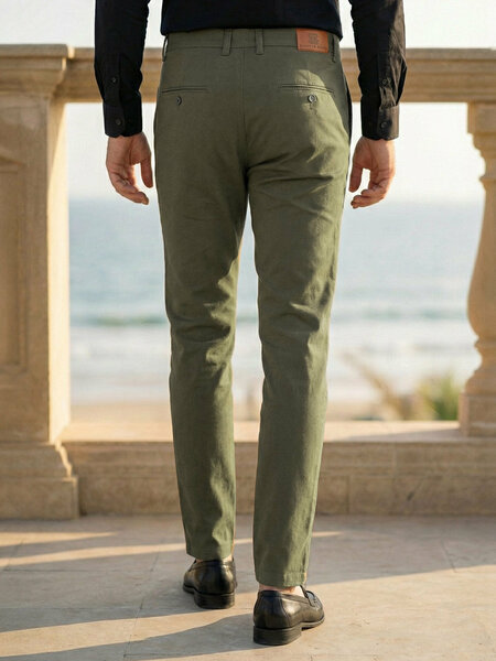 Dark Green Straight Fit Chino Pant-70