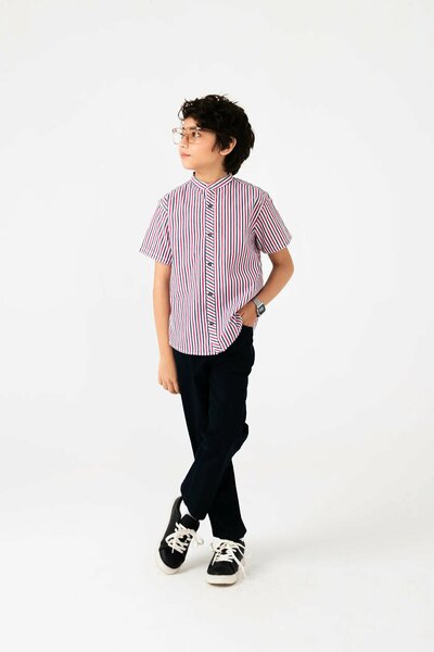 Bold Stripe Button-Up Cotton Shirt