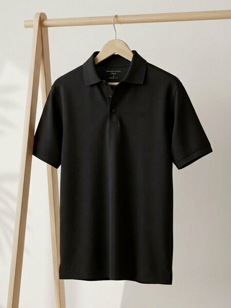 Black Textured Popcorn Polo T-Shirt (POLO-1235)