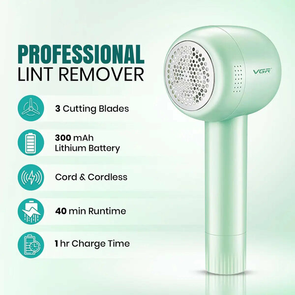 VGR - V-813 Professional Lint Remover for Clothes, Rechargeable Fabric Shaver with Stainless Steel Blades