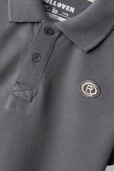 Boys Signature Charcoal Crest Polo
