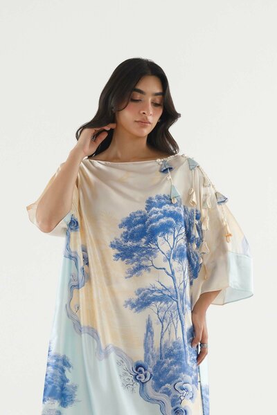 Stitched Printed Satin Shirt+ Culotte