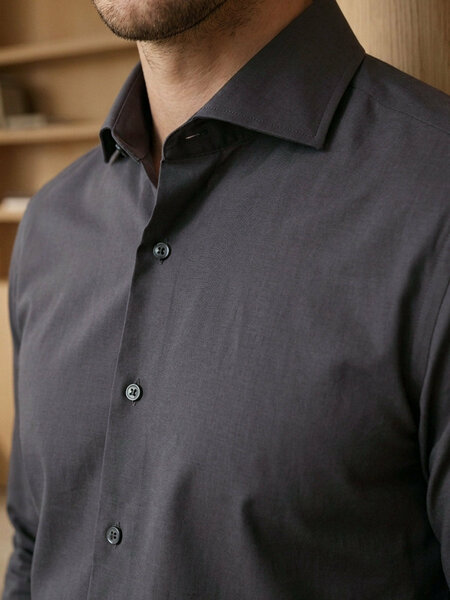 Dark Grey Plain, Cutaway Collar, Poplin Formal Shirt (FS-3061)