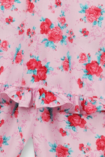Girls Floral Pom-Pom Dress Set