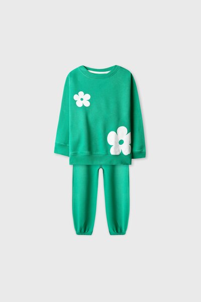 Girls Bloom Green Fleece Co-ord Set