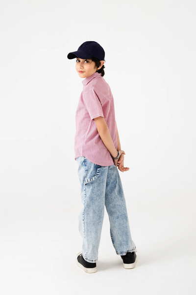 Boys Red Stripe Casual Shirt