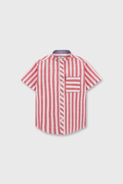 Boys Heritage Red Striped Cotton Shirt