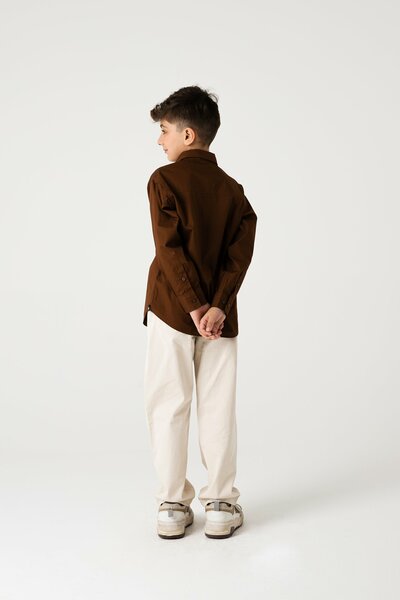 Boys Wooden Brown Casual Shirt