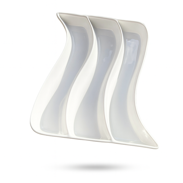 Snow White Portion Plate 5444 – Wavy Ceramic Serving Dish