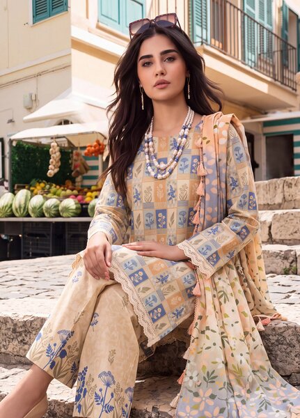 Coco by Al Zohaib RTW Printed Cambric 3 Piece Suit AZ26RCC D-04 - Casual Collection