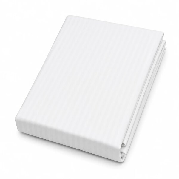 Thin White Stripes Dyed Double Bed Sheet 96x102" Satin – Elegant White Striped Double Bedding Sheet