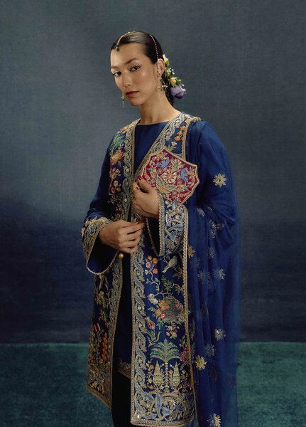Kamiar Rokni Unstitched Embroidered Raw Silk 3 Piece Suit KR26UF Dilara - Festive Collection