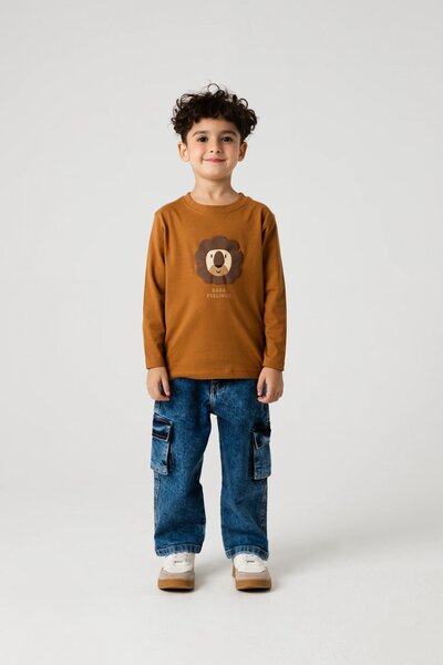 Boys Little Roar Brown Graphic Tee