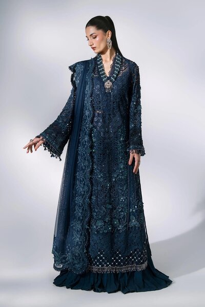 Mbroidered by Maria B Unstitched Embroidered Organza 3 Piece Suit MB26UMW D6 - Wedding Collection