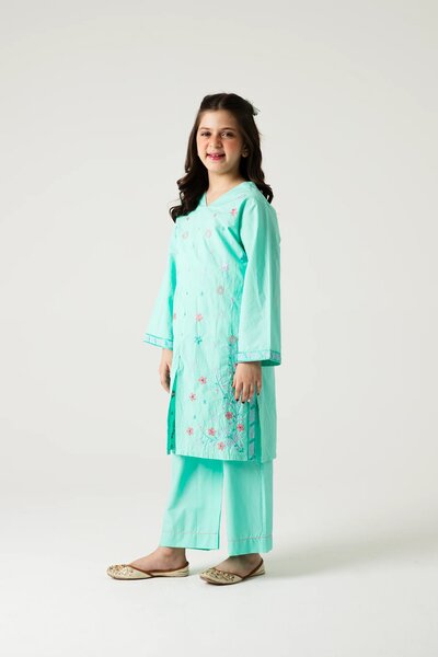 Light Green Delicate Embroidered Kurta Set - 2pc
